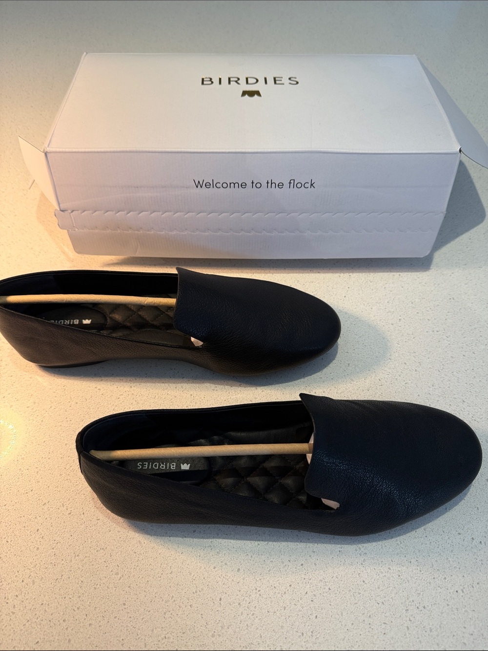 Birdies Women's Black Slip-On Quilted-Insole Loafers